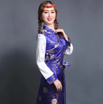Женская одежда из парчи с длинными рукавами, Тибетская одежда, Тибетский халат
