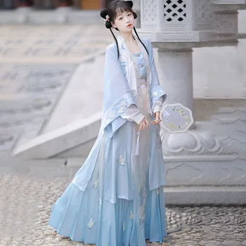 Женский Традиционный танцевальный костюм Ханфу в китайском стиле, Градиентный фиолетовый костюм эпохи Тан, Восточные платья Фей, Весенне-летний наряд