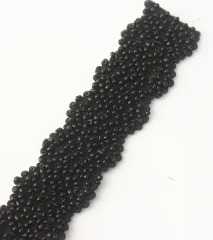 Эластичная Эластичная Плетеная Черная Кружевная лента с бисером, отделка аппликацией из Лени, Швейные принадлежности для рукоделия, одежда 10yd/T1383