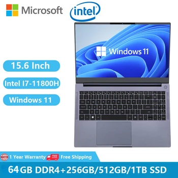 2023 Игровые Ноутбуки Офисный Бизнес-компьютер Windows 11 Ноутбуки 11th Intel Core I7-11800H 64 ГБ с двумя слотами DDR4 M.2 Metal WiFi