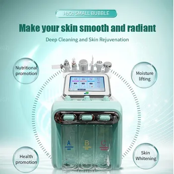 Инструмент для ухода за кожей с маленькими пузырьками 6 В 1, Профессиональная машина для гидродинамики лица, Профессиональная машина для пилинга кожи