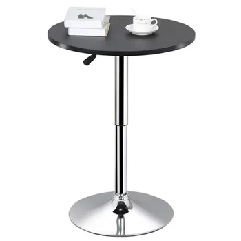 Регулируемый Круглый Поворотный барный стол для кафе-бистро, черная столешница