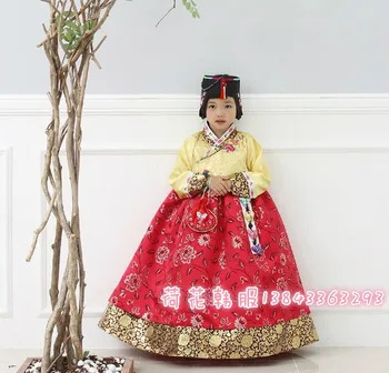 Новое детское платье Ханбок для девочек, корейское традиционное платье Ханбок, костюмы для косплея, платья для девочек с цветочным узором, Свадебное сценическое платье 2019