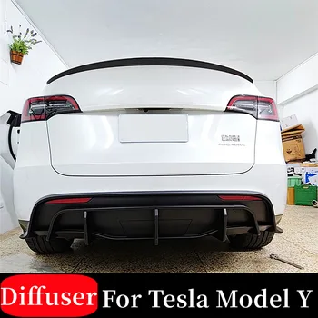 Для 2021 22 23 Tesla Модель Y, автомобильный диффузор заднего бампера, Сплиттер, Спойлер для подбородка, Черные карбоновые внешние аксессуары, Детали для тюнинга