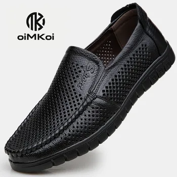 Мужская обувь из натуральной кожи OIMKOI, Повседневная Дышащая Офисная обувь, обувь для вождения