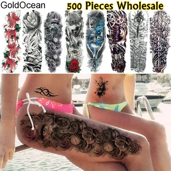 GoldOcean 500 Штук Оптом Временная татуировка на всю руку 48x17 см, длинные ноги, Хна, Боди-арт для глаз, для мужчин, женщин, Поддельные тату-наклейки