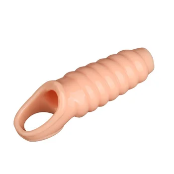 Силиконовый усилитель пениса с двойным замком цвета кожи, кольцо для члена, рукав для пениса, Задержка эякуляции, более сильная эрекция, секс-игрушки для мужчин