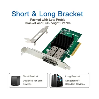 ST7327 X520-DA2 Сетевая карта 10 Gigabit Ethernet PCIe X8 с Двойным Оптическим Портом 82599ES 10G SFP + Серверная Оптическая сетевая карта