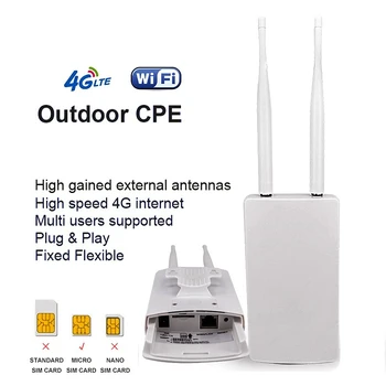 Наружный Водонепроницаемый 300 Мбит/с Умный 4G-маршрутизатор Домашняя точка доступа RJ45 WAN LAN Покрытие WIFI Модем Внешняя антенна CPE