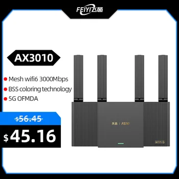 FEIYI AX3010 WiFi 6 + Wifi Маршрутизатор Гигабитный 2,4 G 5,0 ГГц Двухдиапазонный 3000 Мбит/с Ретранслятор Усилитель Сетка WiFi с 4 Антеннами с высоким коэффициентом усиления