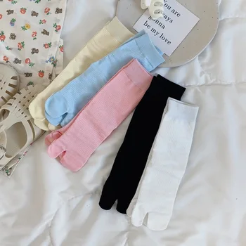 Носки-таби в Японском стиле, Летние Сладкие женские носки карамельного цвета, Кимоно, Вьетнамки на два пальца, Носки с раздельным носком