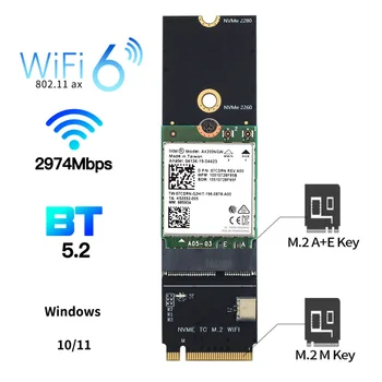 3000 Мбит/с Для беспроводной карты Intel AX200 Wifi 6 Bluetooth 5.1 M.2 A + E Ключ К M.2 M Ключу NVMe SSD Порт Сетевой адаптер Wlan Wifi