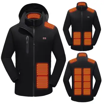 Куртка с подогревом с батареей, 15 зон USB, электрическое отопление, 3 уровня температуры, Зимняя термокуртка для катания на лыжах, кемпинга