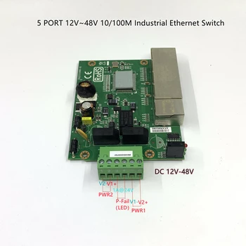Промышленный Коммутатор Ethernet 5 Портов 10/100 М Сетевой коммутатор Ethernet 5V9V12V18V24V48V Vermogen Temperatuur -40 Tot 75