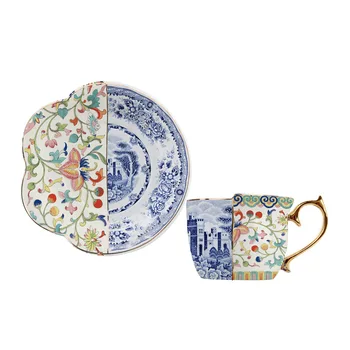 Роскошный Набор кофейных чашек и блюдец в британском стиле с золотой керамикой Генделя, Послеобеденный чай для Капучино