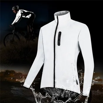 Полностью Светоотражающая Велосипедная куртка Мужская Ветрозащитная Водонепроницаемая Одежда для ночного Бега, Светоотражающая Одежда для езды на Велосипеде, Велосипедная куртка MTB