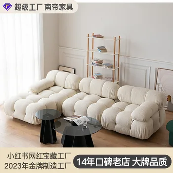 Мебель для гостиной кашемировый диван маленькая гостиная простая комбинация мебели квадратный модульный тканевый диван для отдыха