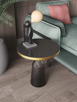 Журнальные столики из скандинавского стекла для мебели для гостиной, современный минималистичный стеклянный круглый стол, дизайнерский легкий журнальный столик класса люкс для дома