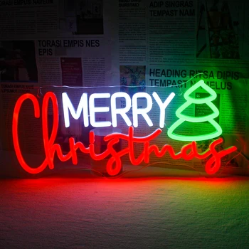 Веселые Рождественские Неоновые Вывески светодиодный Рождественский световой знак Рождественские украшения для дома Гостиной Бара Ресторана Кофейни светодиодный