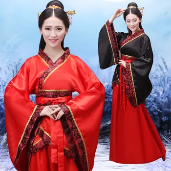Традиционное китайское Ханьфу для женщин, платье, Костюмы Хань Тан, Красно-черная Одежда, Костюмы Принцессы для древних народных танцев, Косплей, Vestidos