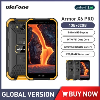 Ulefone Armor X6 Pro Прочный Смартфон 5,0 Дюймов 4 ГБ 32 ГБ 4000 мАч Водонепроницаемый Android 12,0 Телефон Face ID Core 4G Мобильный телефон NFC