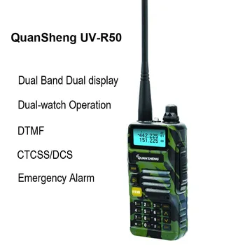 QuanSheng UV-R50 5 Вт FM-радио Двухдиапазонное 136-174 и 400-470 МГц Приемопередатчик с двойным дисплеем VOX CTCSS DCS Walkie Talkie