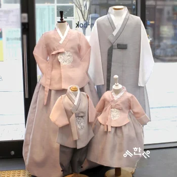 Корейская традиционная одежда Корейские Импортные ткани Корейский этнический семейный костюм Ханбок Одежда для выступлений