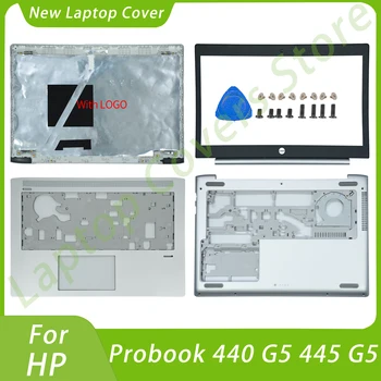 Новые чехлы для ноутбуков HP Probook 440 G5 445 G5 LCD Задняя крышка Передняя рамка Подставка для рук Нижние петли Замена верхней Части Серебристого цвета