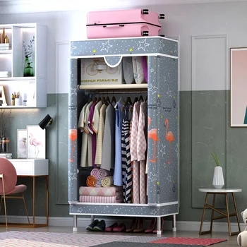 Современный минималистичный шкаф на молнии, Пылезащитный шкаф, Стальной кронштейн, мебель для спальни, экономичный шкаф для хранения