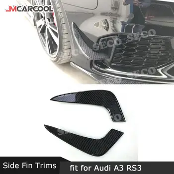 Карбоновое волокно, Вентиляционное отверстие в переднем бампере, Боковые накладки на утки Для Audi A3 RS3 Седан, Плавники, наклейки для украшения бампера в стиле Акулы, 2 шт.
