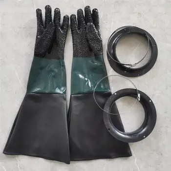 1 Пара Сверхпрочных перчаток для пескоструйной обработки 60 см Рабочие перчатки с уплотнительным резиновым кольцом Детали корпуса для пескоструйной обработки Перчатки для пескоструйного аппарата