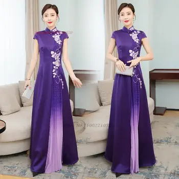 2023 китайское улучшенное платье чонсам с национальной цветочной вышивкой ципао элегантное банкетное вечернее платье vestido oriental dress