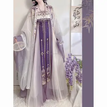 2023 hanfu женский китайский ретро-костюм феи династии Тан с большим рукавом, древний костюм с вышивкой, улучшенный великолепный женский комплект hanfu