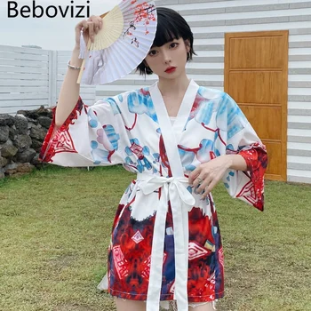 Пояс Японского Кимоно Традиционная Пляжная Женская одежда Юката Кардиган Модные Кимоно Для девочек Аниме Косплей Каваи Рубашки Хаори