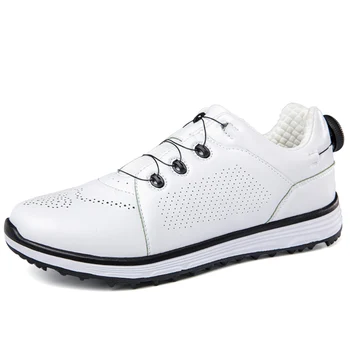 Мужская обувь для гольфа из натуральной кожи уличная водонепроницаемая нескользящая дышащая женская обувь для гольфа плюс размер 47