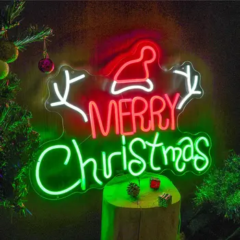 Светодиодные неоновые вывески Merry Christmas для военного декора спальни, Рождественская неоновая световая вывеска 12V для вечеринки, Рождественский декор, подарок