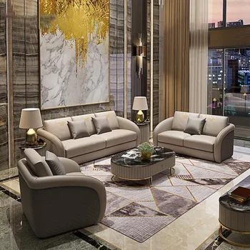 Современный кожаный диван в гостиной, Встроенный Угловой Диван, Элитная Мебель