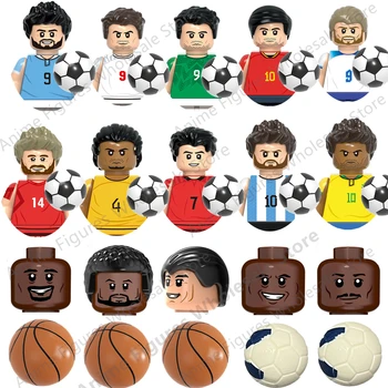 MOC Модель Спортивной звезды футбола и баскетбола Персонажи серии Bricks, Мини-фигурки, строительные блоки, детские игрушки для подарков