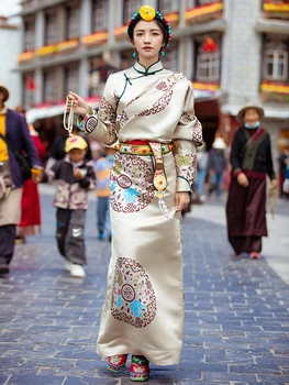 Оригинальный Тибетский костюм Женский Осенне-зимний Тибетский костюм Тибетский халат Женская тибетская рубашка