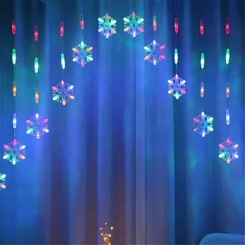 Красочные Светодиодные гирлянды для штор в виде снежинок, 8 режимов, светодиодные гирлянды Starmoon, Водонепроницаемые рождественские огни для свадебной вечеринки на открытом воздухе