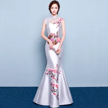 Модная Свадебная вечеринка, Восточное Вечернее платье Чонсам, Китайский стиль, Женское Элегантное Ципао, Сексуальный Длинный халат в стиле ретро, Vestido S-3XL