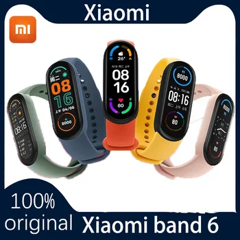 Xiaomi Mi Band 6 Умный Браслет 5 Цветов AMOLED Экран Mi Band 6 Кислородный Фитнес-браслет Bluetooth Водонепроницаемый Смарт-Браслет