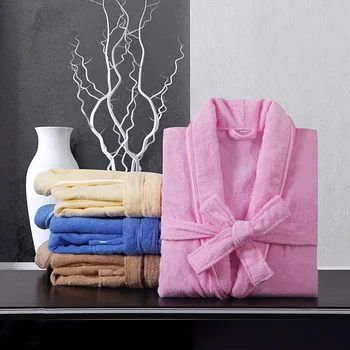 Однотонное гостиничное клубное полотенце из чистого хлопка, махровый халат, удобный банный халат с дышащей подкладкой