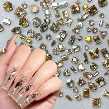 100шт Стразы для ногтей Смешанной формы, красочные стразы для ногтей, Блестящие Стеклянные бриллианты, кристаллы для ногтей, драгоценные камни для ногтей, Принадлежности для ногтей