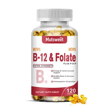 Капсулы MUTSWEET Methyl B-12 Folate с Биоактивным Витамином B12 B9 для клеточной энергии, нервной и сердечно-сосудистой системы, поддержания здоровья организма