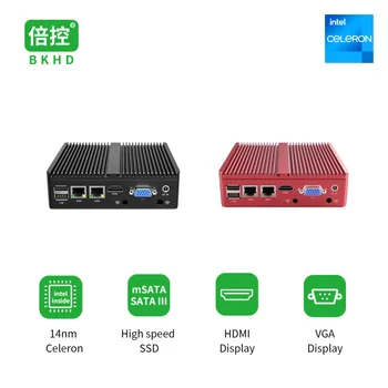 IkuaiOS G30 Красный Черный Безвентиляторный Промышленный ПК Celeron N4000 J4125 2x1GE 2xRS232 485 Поддержка Контроля Доступа IoT Мониторинг Видения
