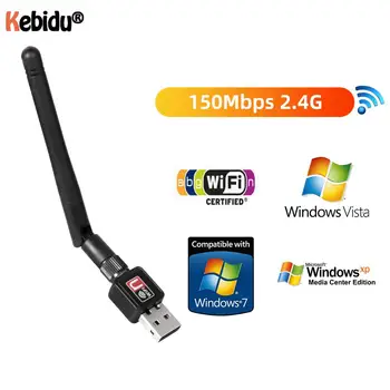 150 Мбит/с 2,4 G Сетевая карта Mini USB 2,0 WiFi Адаптер 2dBi Антенна RTL8188 Ethernet Wi-Fi Приемник Ключа Для Настольного Ноутбука MAC