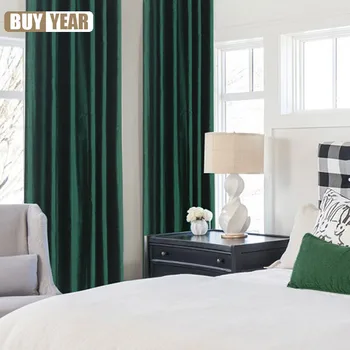 Простые роскошные плотные шторы для гостиной, спальни, Темно-зеленой глянцевой итальянской фланели, столовой, домашнего декора, однотонные