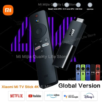 Глобальная версия Xiaomi Mi TV Stick 4K Android TV11 Четырехъядерный 2 ГБ 8 ГБ оперативной ПАМЯТИ ТВ-ключ Wifi BT5.0 ROM Dolby Vision Google Assistant