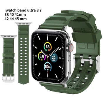 Темно-зеленый Силиконовый Ремешок Для Apple Watch Ultra band 44 мм 45 мм 41 мм 40 мм 42 мм 38 мм Браслет iWatch series 8 7 Band 애플워치 스트랩